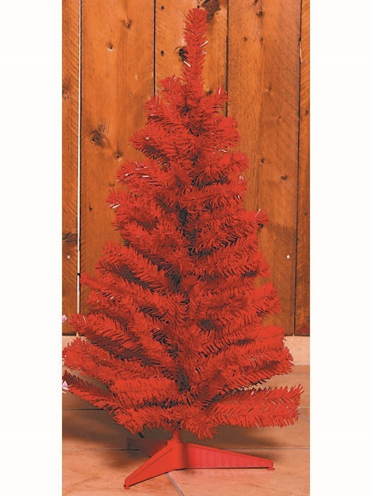 Μπιμπελό Christmas Red Tree with Plastic Base and Built in Branches H80pcs