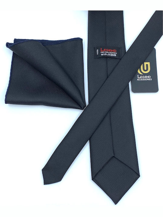 Legend Accessories Men's Tie Set Synthetic Monochrome in Black Color