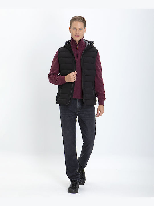 Commander Ärmellos Herren Winter Jacke Puffer ΜΑΥΡΟ