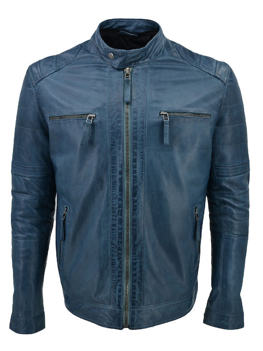 Δερμάτινα 100 Men's Winter Leather Jacket R.BLUE