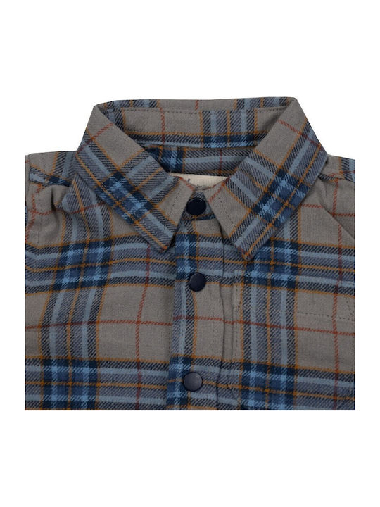 Kids Checked Shirt Long Sleeve Gray