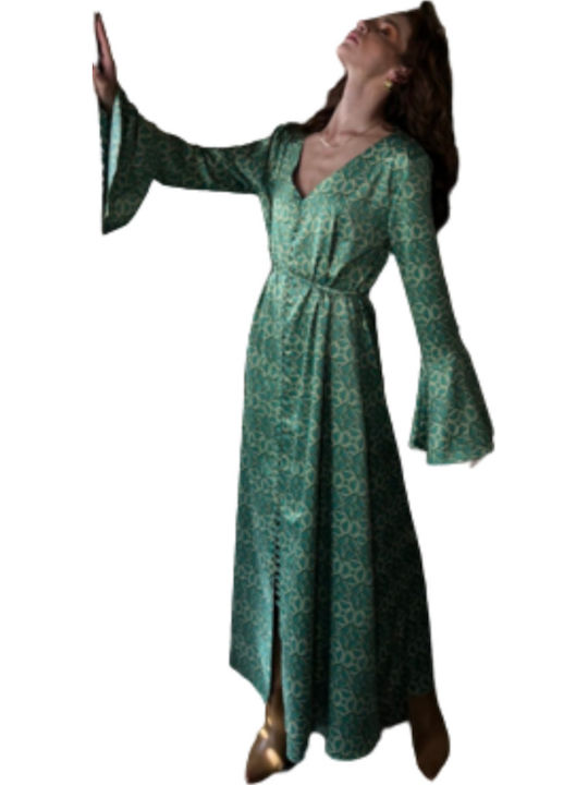 Maxi Dress for Wedding - Christening Satin Green