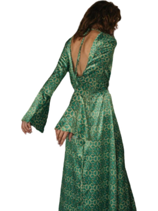 Maxi Dress for Wedding - Christening Satin Green