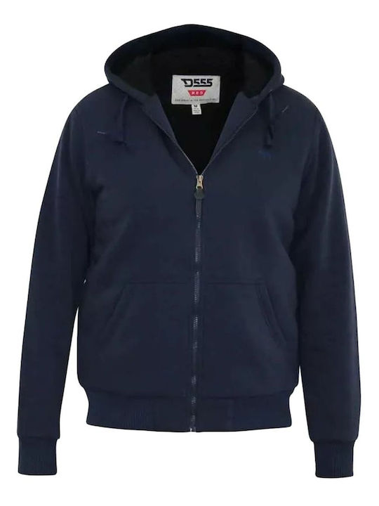 Duke Herren Sweatshirt Jacke mit Kapuze und Taschen Blue Navy