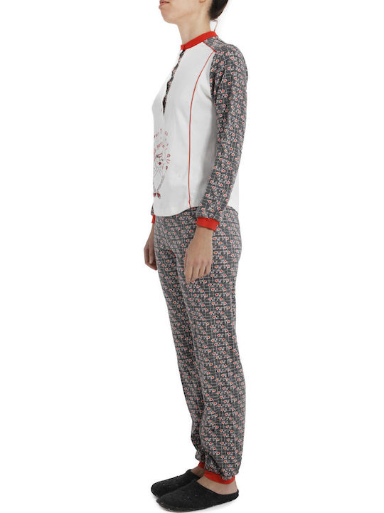 Pepita Winter Damen Pyjama-Set Baumwolle Schwarz