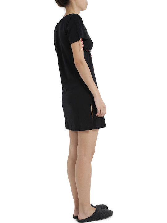 Pepita Winter Damen Nachthemd Nero