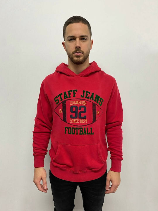 Staff Men's Sweatshirt with Hood RED