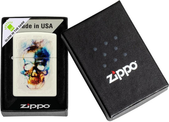 Zippo Skull Design Brichetă Rezistentă La Vânt Cu Flacără În Culoare Bej