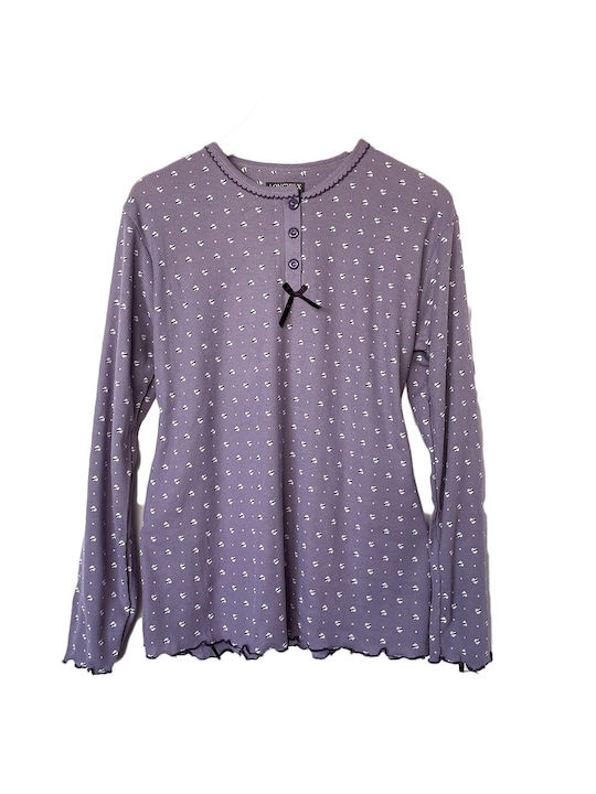 Lovelx Homewear Winter Women's Pyjama Set Cotton Purple