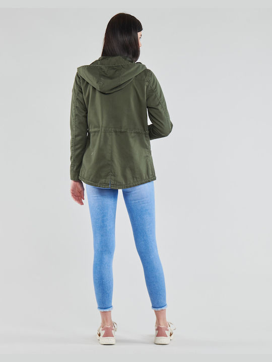 Only Women's Short Parka Jacket for Winter Khaki