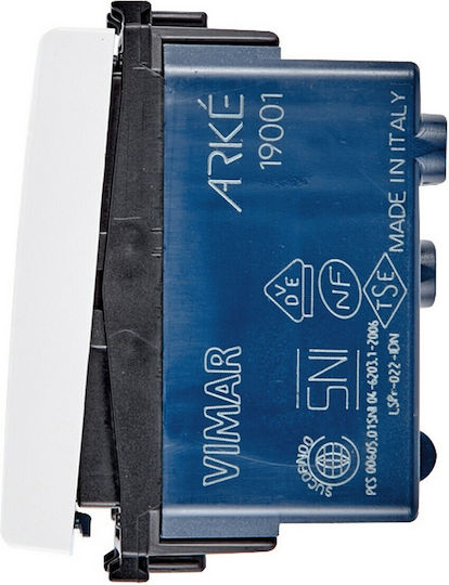 Vimar Arké Comutator De Perete Electric Încastrat Cu Comandă Sens Unic Fără Ramă Alb
