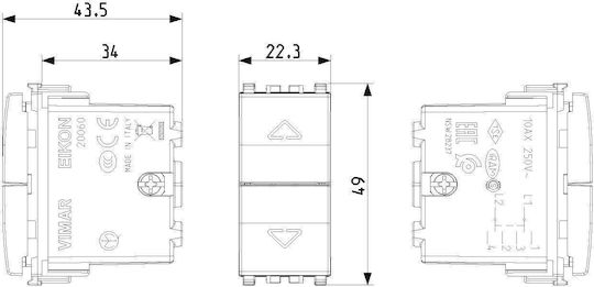 Vimar Eikon Recessed Wall Switch Commands Single Without Frame Gray