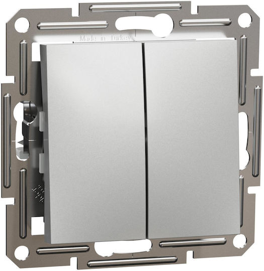 Schneider Electric Asfora Recessed Wall Switch Double Without Frame Aller Retour Aluminum