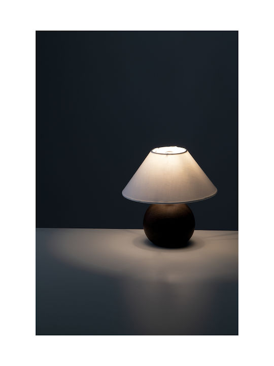 Fan Europe Rovere Ceramic Table Lamp for Socket E14 with White Shade and Brown Base