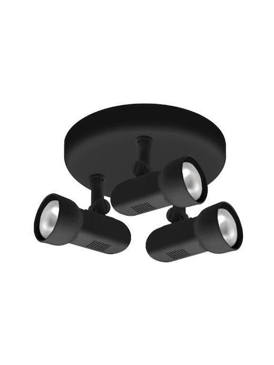 Fos me Triplu Spot cu Soclu E27 în Culoare Negru