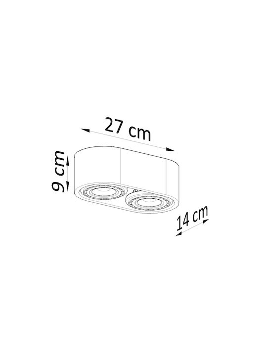 Sollux Basic 2 Διπλό Σποτ με Ντουί G9 σε Γκρι Χρώμα