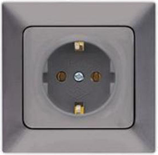 Eurolamp Single Recessed Waterproof Power Socket Graphite