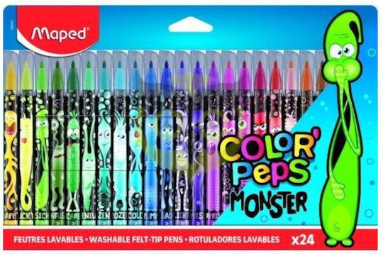 Maped Color'Peps Monster Washable Drawing Markers 2.8mm Thin Set 24pcs