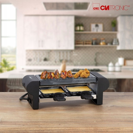 Clatronic Επιτραπέζια Ηλεκτρική Ψησταριά Raclette Αυλακωτής Πλάκας 350W 20.5x10.5εκ.