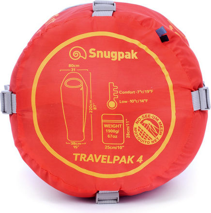 Snugpak Sleeping Bag Μονό 3 Εποχών Travelpak 4 (-7/-10) Grey