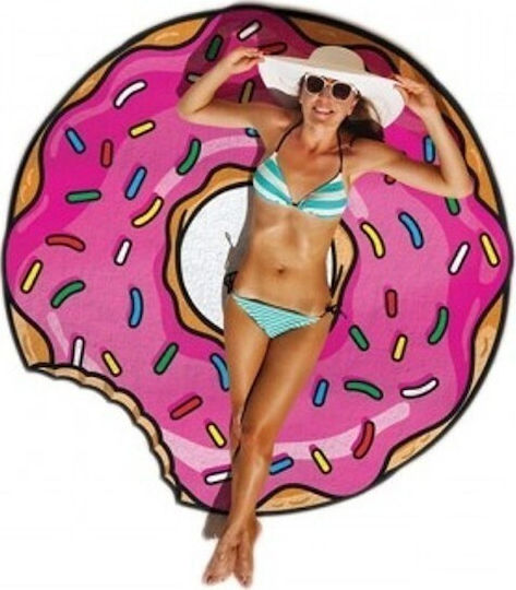 Katia Beach Towel Round Pink with Fringes Diameter 150cm.