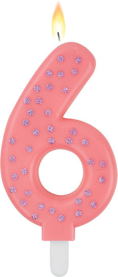 Legami Milano Candle Happy Number 6 Pink Свещ за Рожден Ден Номер "6" в Розов Цвят NUC0007