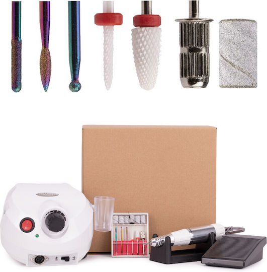 DM-202 Nail Drill Power 65W White with Pedal with 35000 Rotations per Minute