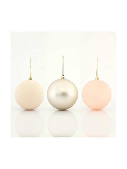 Hanging Ball Ornament Plastic Multicolour 8cm Set 6pcs