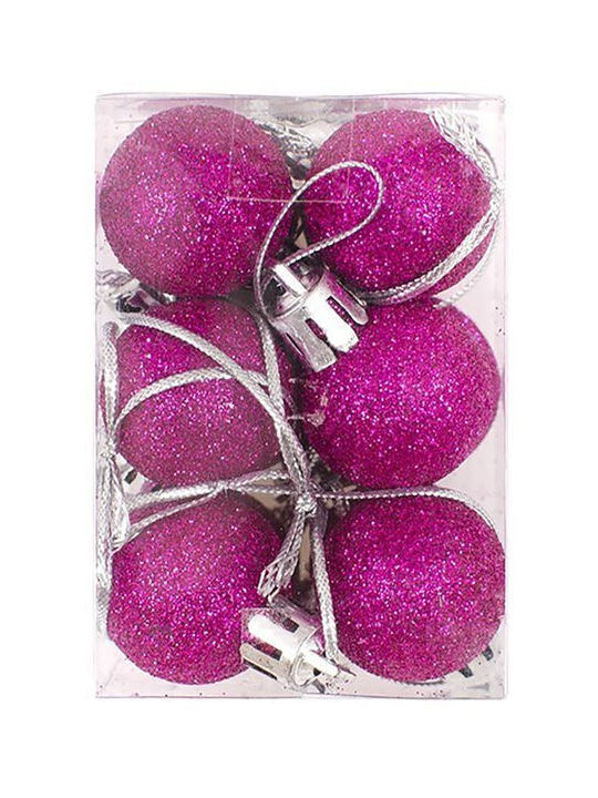 Fun World Weihnachtshänger Kugel Ornament Fuchsia mit Goldstaub 2.5cm