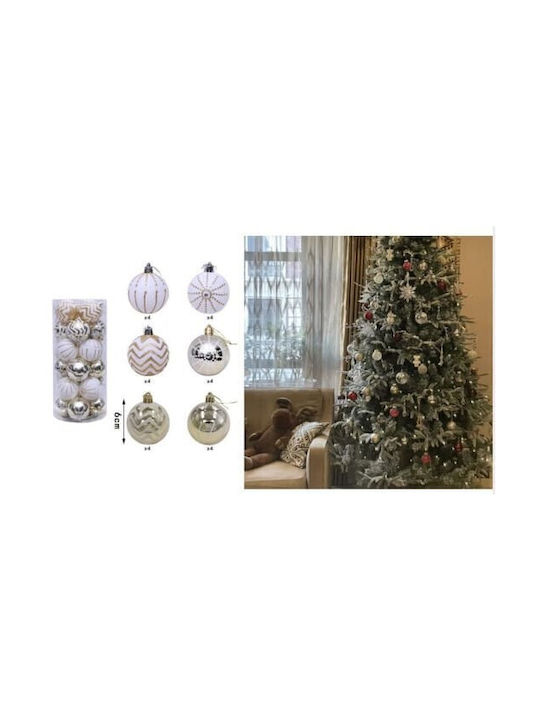 Christmas Plastic Ball Ornament White 6cm 24pcs