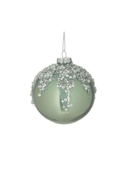 Inart Christmas Glass Ball Ornament White 8cm