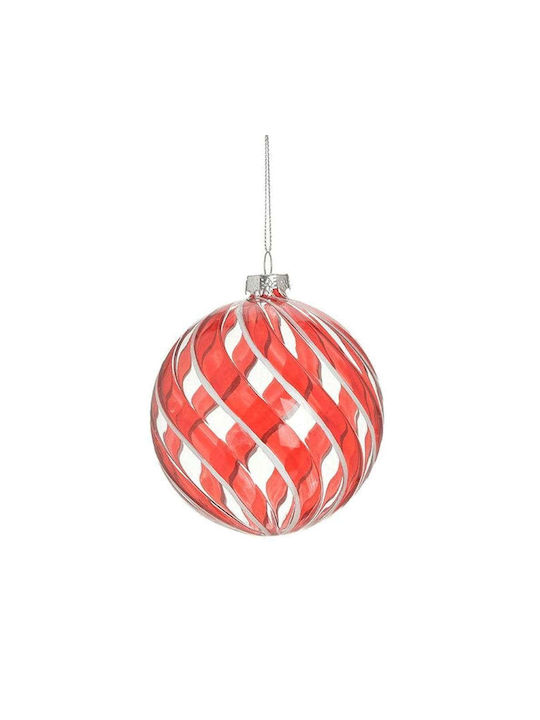 Inart Christmas Glass Ball Ornament Red 10cm