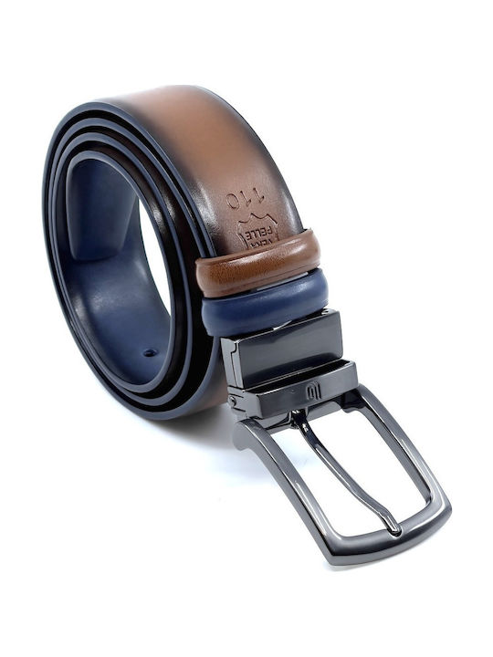 With Dark Nickel Buckle Men's Belt Leather Double Sided ABLUE-NICKEL