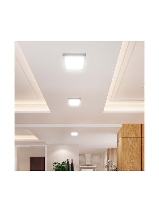 V-TAC Pătrat Metalic Spot Încorporat cu LED Integrat și Lumină Alb Cald Alb 12.08x12.08cm. 1buc