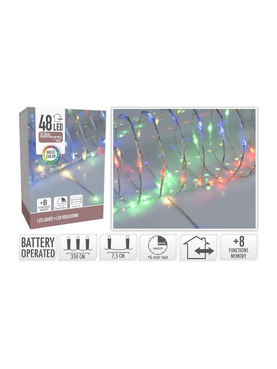 48 Lights LED 3.5m. Multicolor Battery in String JK Home Decoration