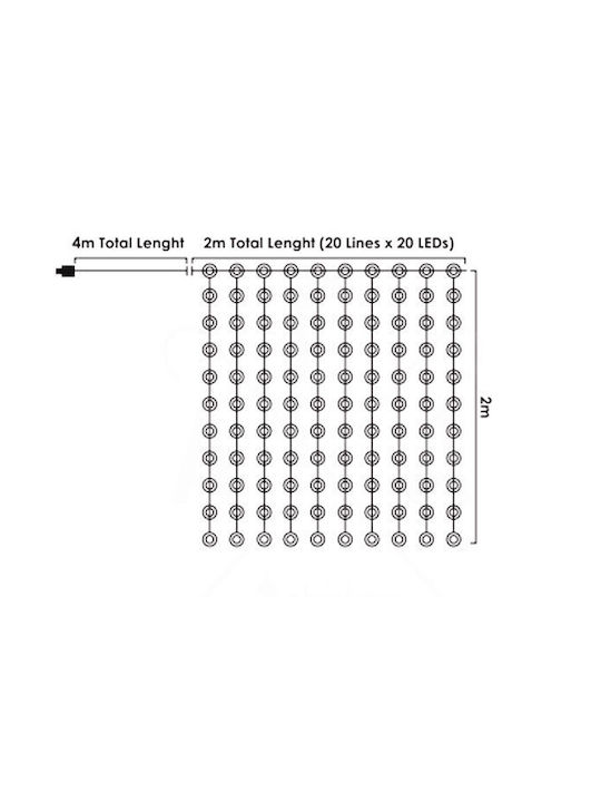 400 Λαμπάκια LED 2μ. x 200εκ. RGB τύπου Κουρτίνα