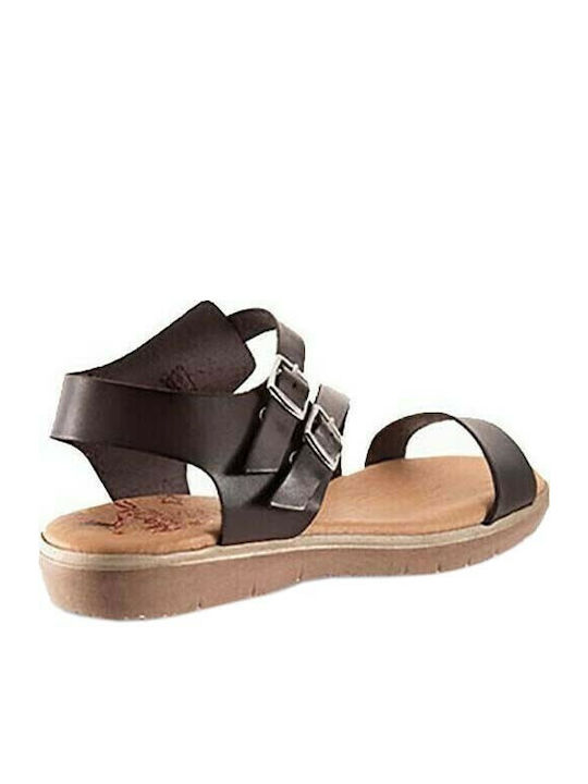 Marila Footwear Leather Women's Flat Sandals in Brown Color