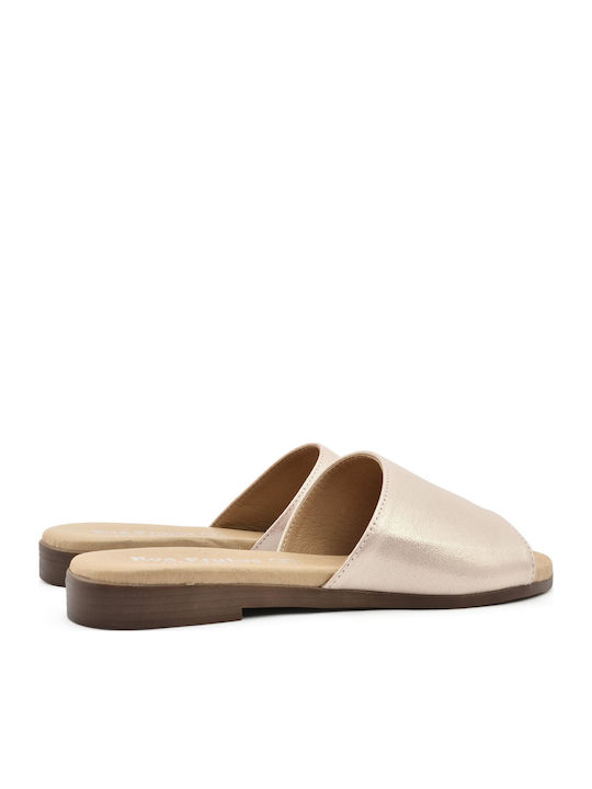 Leather Women's Flat Sandals in Pink Color