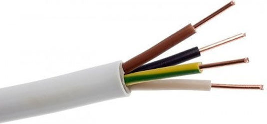 Netzkabel Typ NYL mit Kabeleigenschaften 3x4mm² in Weißer Farbe 1m Flexibel