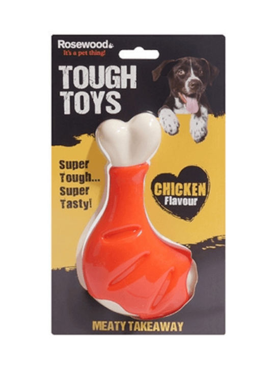 Rosewood Meaty Chicken Takeaway Leg Dog Toy Bone Red