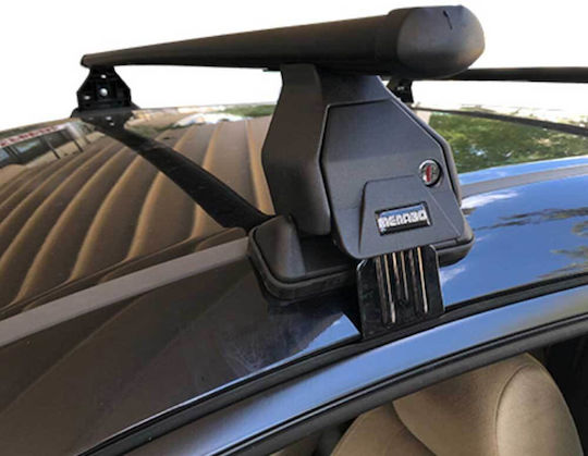 Menabo Aluminum Car Roof Bars 112cm for Alfa Romeo Alfa 147 3D for Cars with Factory Roof Bars Set with Roof Rack Legs Black