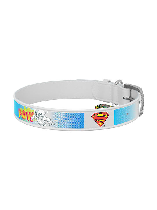 WauDog Superman 2 Dog Collar Leather in White color Collar with Smart ID 20-28cm 31-068