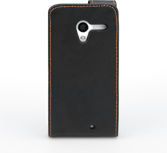 YouSave Accessories Leather-Effect Flip Vertikaler Flip Synthetisches Leder Magnetisch Schwarz