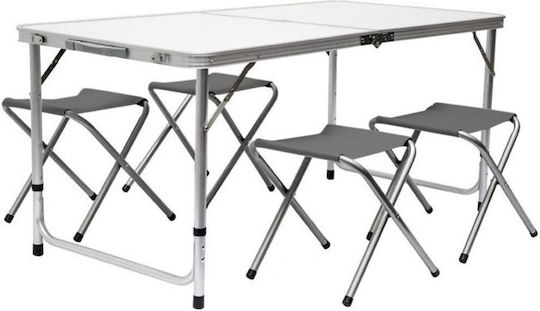 Media Wave Aluminum Foldable Table for Camping in Case Silver