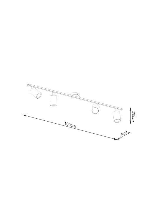 Sollux Spot with 4 Lights and with Socket GU10 in White Color