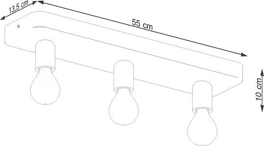 Sollux Τριπλό Σποτ με Ντουί E27 σε Γκρι Χρώμα