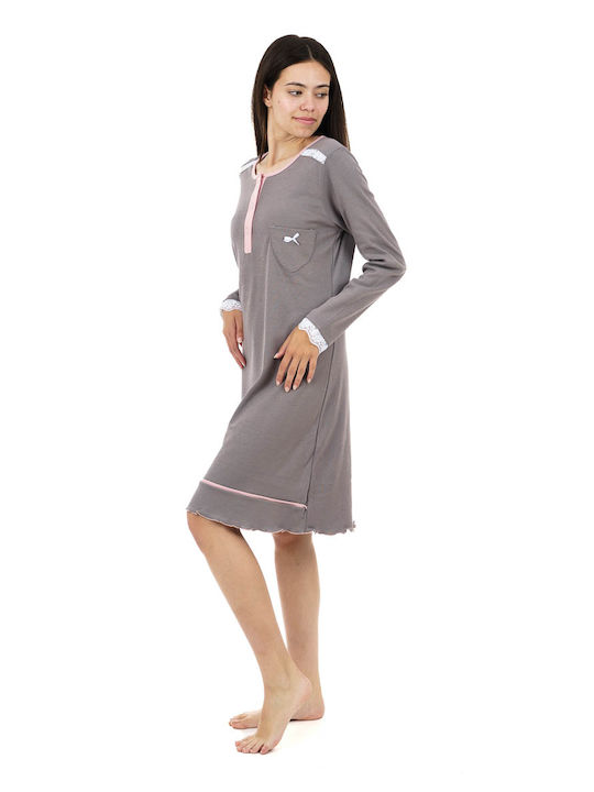 Billy Sabbado Winter Cotton Women's Nightdress Grey