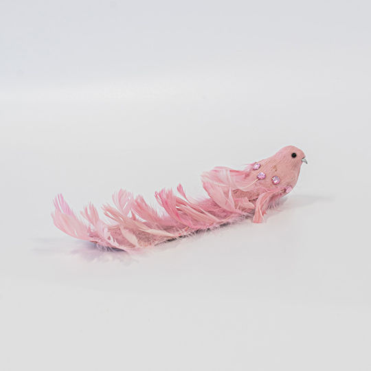 Eurolamp Weihnachtliche Kunststoff Figur Kleiner Vogel Rosa Länge 7cm