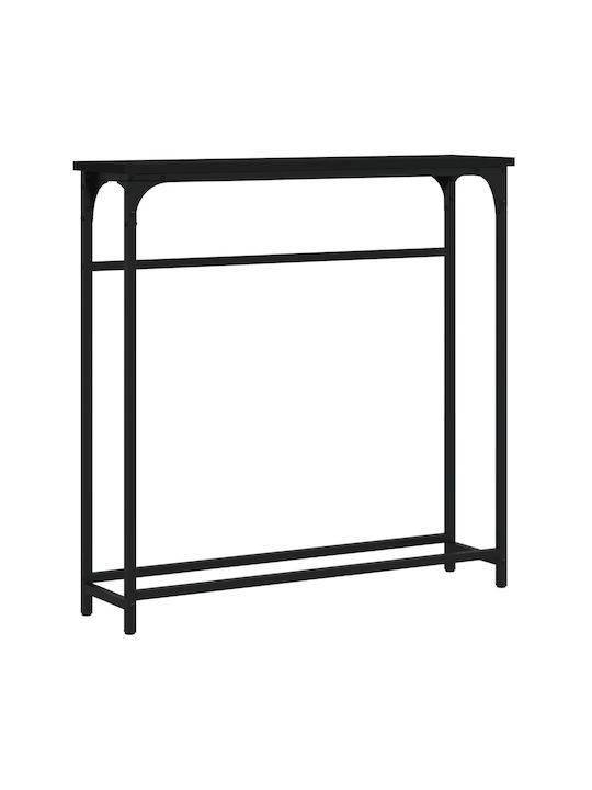 Console Table Wood & Metal Black Velvet-Black Metal L75xW19.5xH75cm