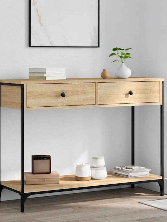 Console Table Wood & Metal Sonoma Oak L100xW34.5xH75cm
